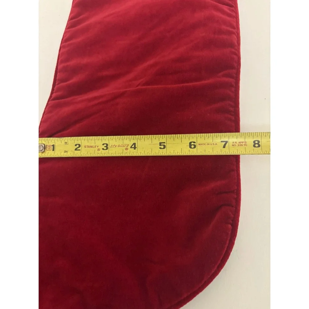 Vintage Lands End Penguin Needlepoint Christmas Stocking Wool Red Velvet MIKE